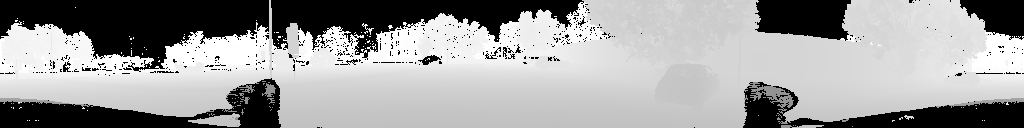 Range channel of one lidar scan, 128 rows by 1024 columns