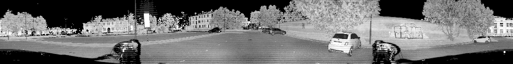 Reflectivity channel of one lidar scan, 128 rows by 1024 columns